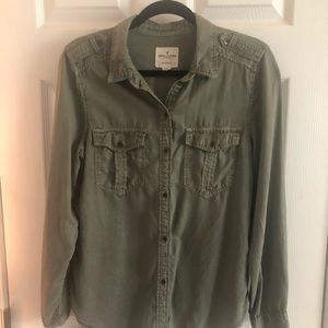 army green button up shirt